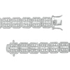 Thumbnail Image 1 of Baguette and Round Cubic Zirconia Cluster Octagonal Frame Bracelet in Solid Sterling Sliver - 8.3"