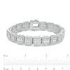 Thumbnail Image 2 of Baguette and Round Cubic Zirconia Cluster Octagonal Frame Bracelet in Solid Sterling Sliver - 8.3"