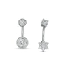 Thumbnail Image 0 of 014 Gauge Cubic Zirconia Bead Frame and Flower Belly Button Ring Set in Stainless Steel and Brass - 7/16"