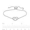 Thumbnail Image 1 of Diamond Accent Double Heart Bolo Bracelet in Sterling Silver – 9"