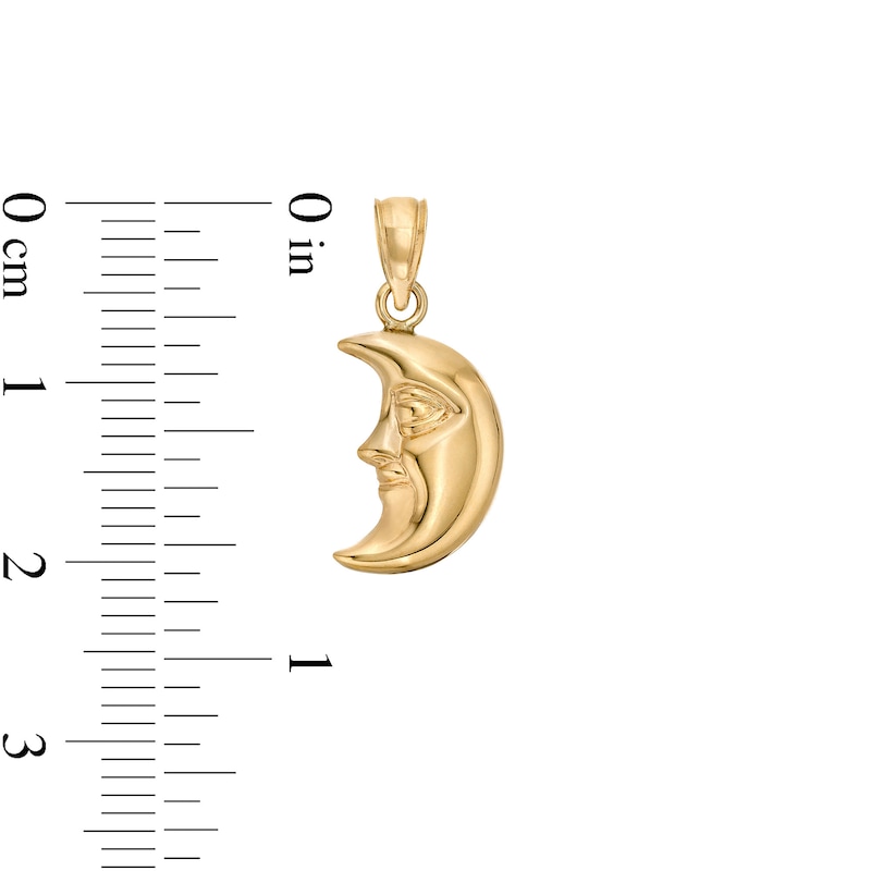 17 x 9mm Puff Man in the Crescent Moon Necklace Charm in 10K Stamp Hollow Gold
