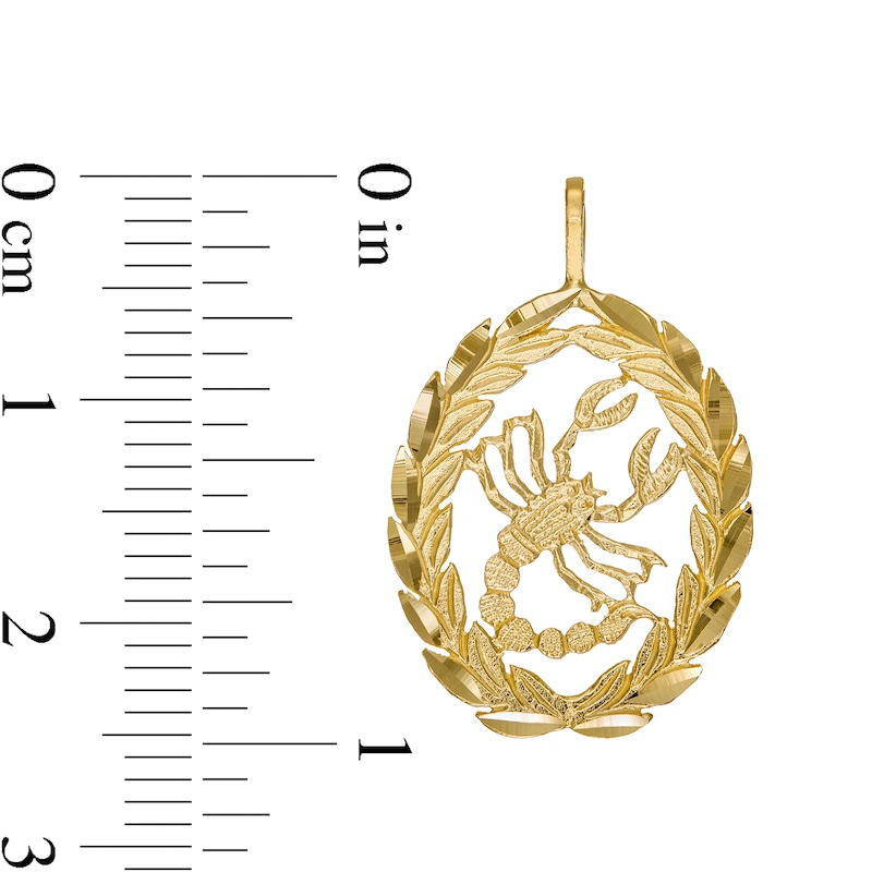 Garland Wreath Frame Scorpio Necklace Charm in 10K Gold Casting Solid