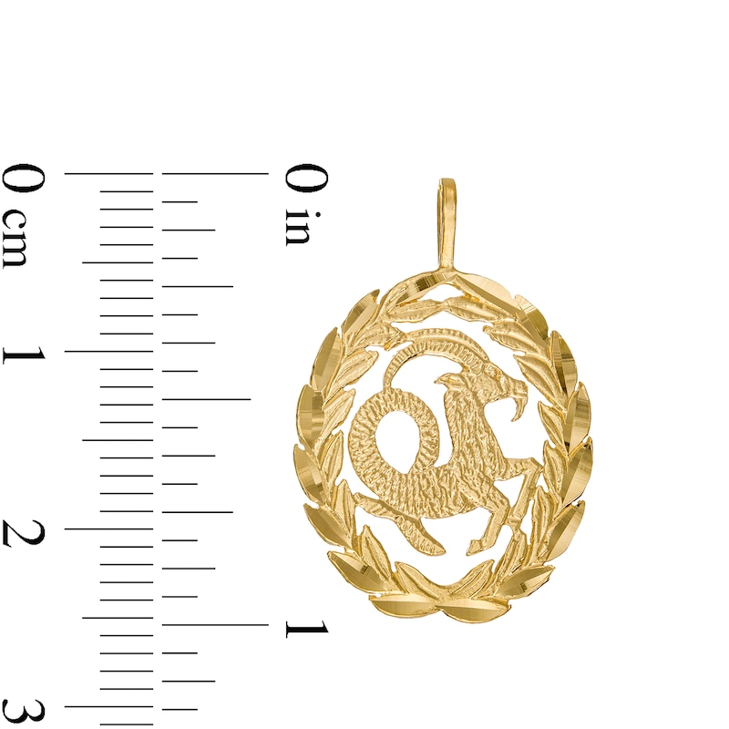 Garland Wreath Frame Capricorn Necklace Charm in 10K Gold Casting Solid