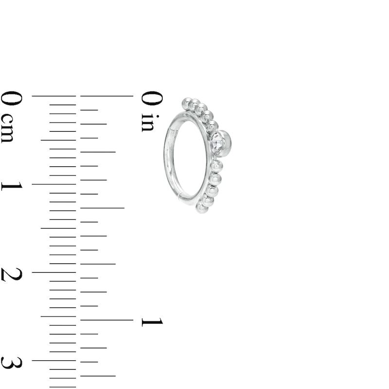 016 Gauge 14mm Cubic Zirconia Beaded Cartilage Hoop in Titanium
