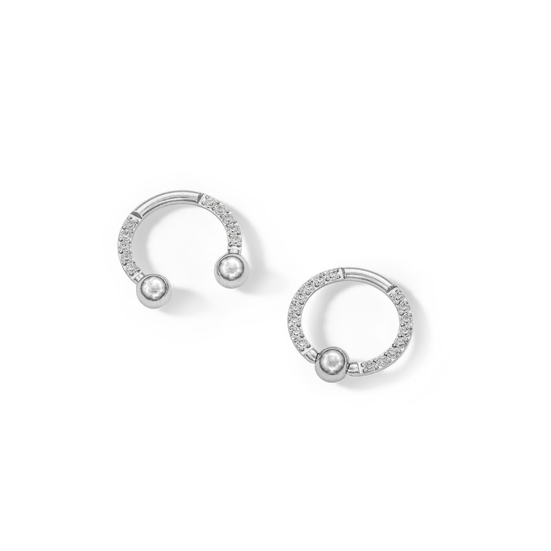 Stainless Steel CZ Horseshoe and Nose Ring Set - 16G 3/8"