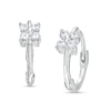 Thumbnail Image 0 of Cubic Zirconia Flower Huggie Hoop Earrings in Sterling Silver