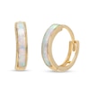Thumbnail Image 0 of 10.25mm Lab-Created Opal Huggie Hoop Earrings in 10K Gold