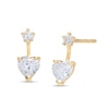 Thumbnail Image 0 of Heart-Shaped and Round Cubic Zirconia Drop Earrings in 10K Gold