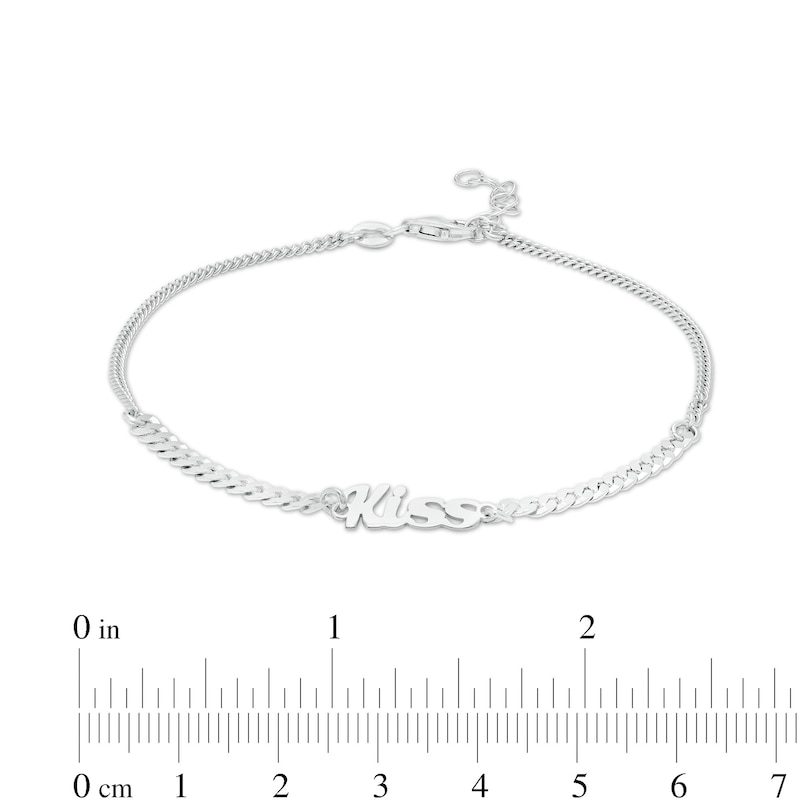 Made in Italy Kiss Curb Chain Bracelet in Solid Sterling Silver - 7" + 1"