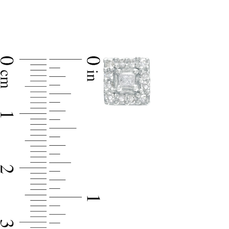 1/10 CT. T.W. Princess-Cut Diamond Frame Stud Earrings in Sterling Silver