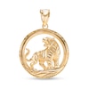 Thumbnail Image 0 of Diamond-Cut Circle Frame Tiger Necklace Charm in 10K Gold Casting Solid