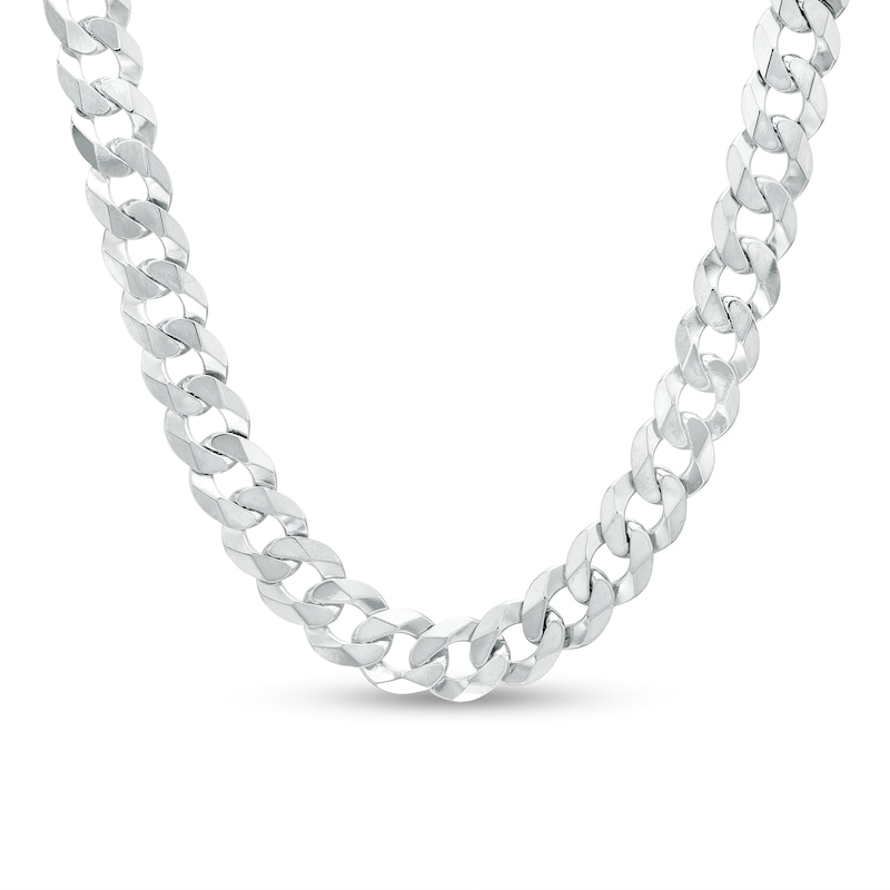 Made in Italy 8.4mm Flat Curb Chain in Solid Sterling Silver - 20"