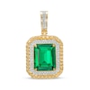 Thumbnail Image 0 of 1/10 CT. T.W. Diamond and Green Cubic Zirconia Necklace Charm in Sterling Silver with 14K Gold Plate