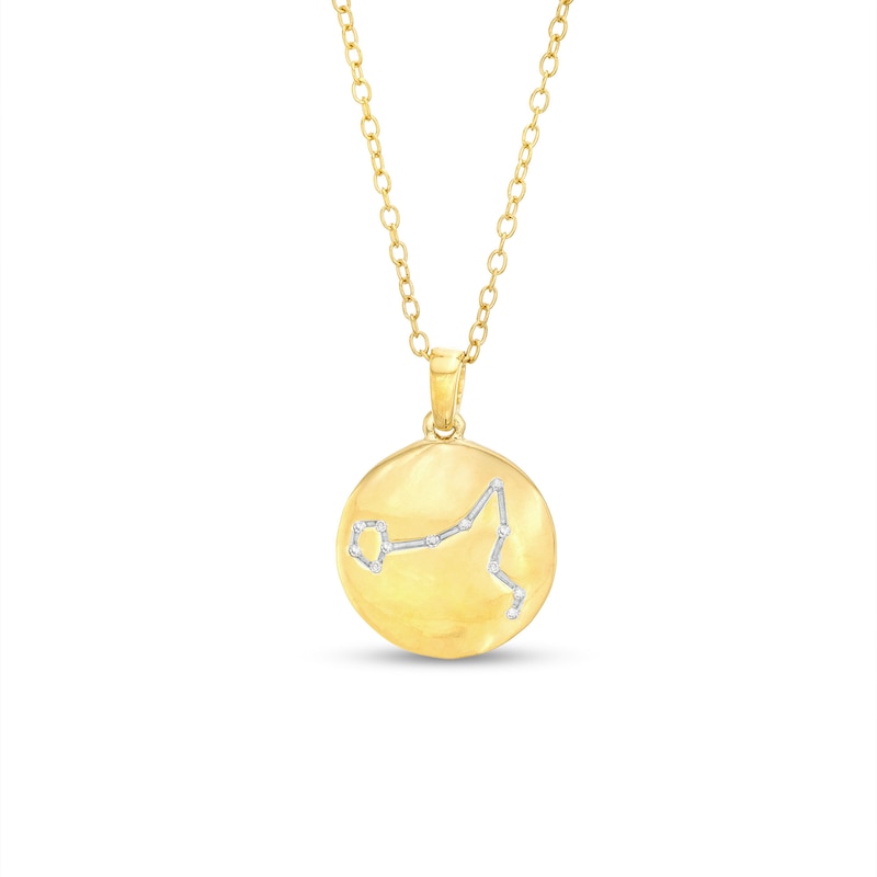 Diamond Accent Pisces Zodiac Disc Necklace in Sterling Silver with 14K Gold Plate - 18"