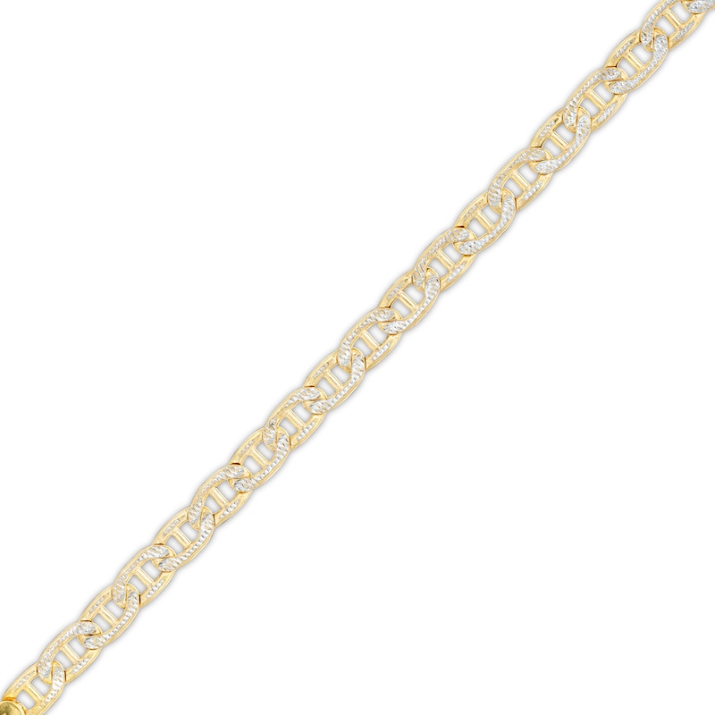 2.5mm Diamond-Cut Pavé Mariner Chain Anklet in 10K Semi-Solid Gold - 10"