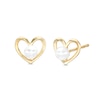 Thumbnail Image 0 of Cultured Freshwater Pearl Center Heart Earrings in 10K Hollow Gold