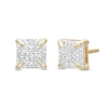 Thumbnail Image 0 of 1/20 CT. T.W. Diamond Long Prong Cube Stud Earrings in Sterling Silver with 14K Gold Plate