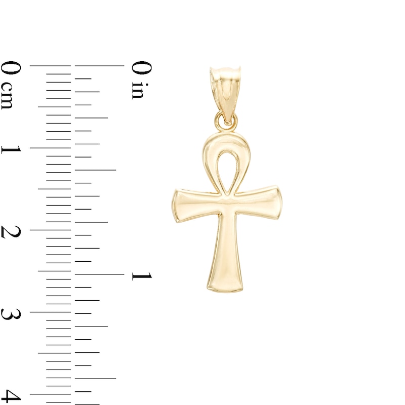 Puffed Ankh Cross Necklace Charm in 10K Gold