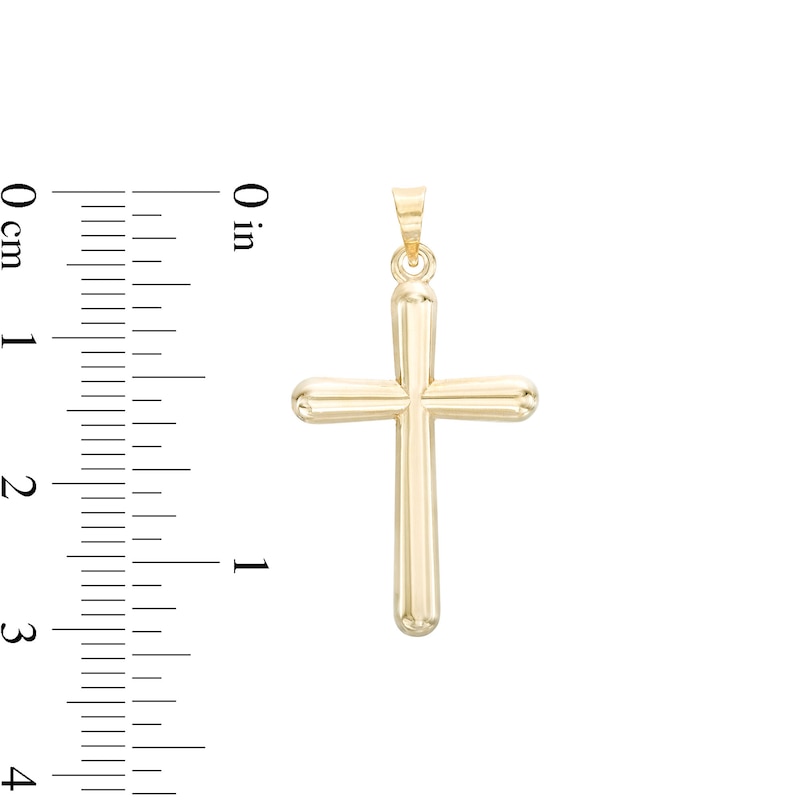 Small Rounded Cross Necklace Charm in 10K Hollow Gold