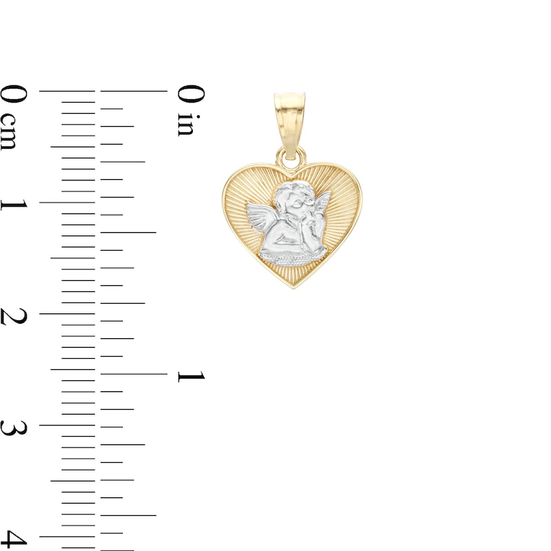 Guardian Angel Heart Two-Toned Necklace Charm in 10K Gold