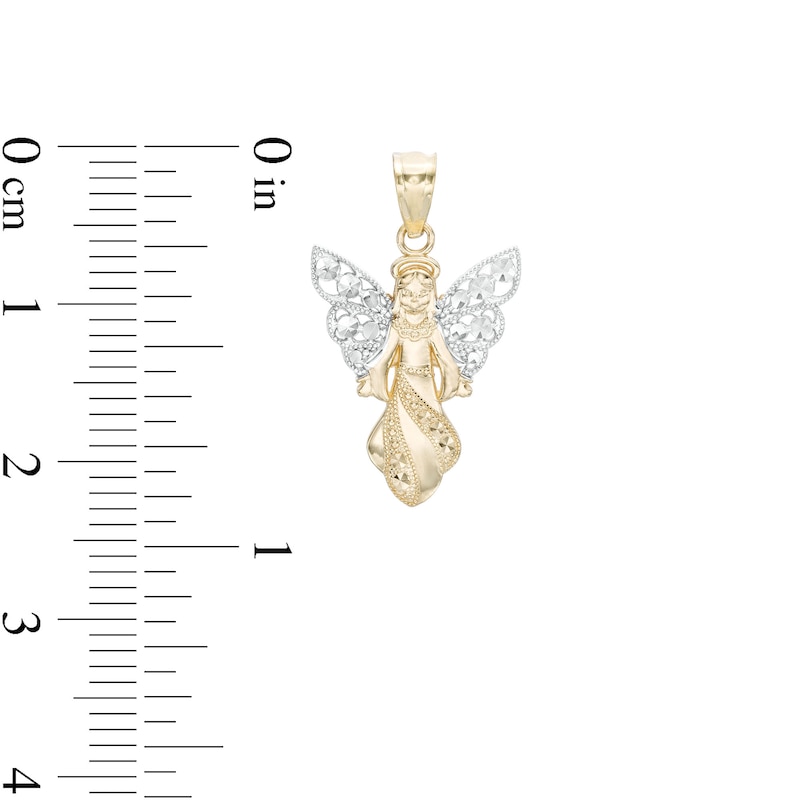 Filigree Wing Angel Necklace Charm in 10K Gold