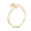 Thumbnail Image 1 of Cubic Zirconia Trios Open Shank Ring in Sterling Silver with 18K Gold Plate - Size 7