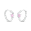 Thumbnail Image 0 of ​​​​​​​Cubic Zirconia Pink Heart Huggie Hoop Earrings in Solid Sterling Silver