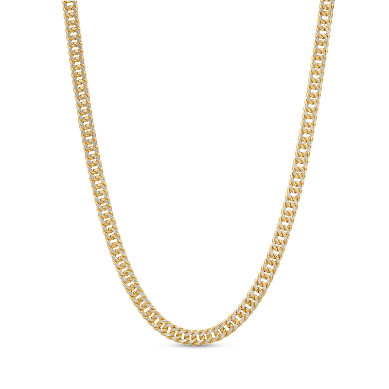 Made in Italy 4mm Diamond-Cut Pavé Double Curb Chain Necklace in 10K Hollow Gold - 22"
