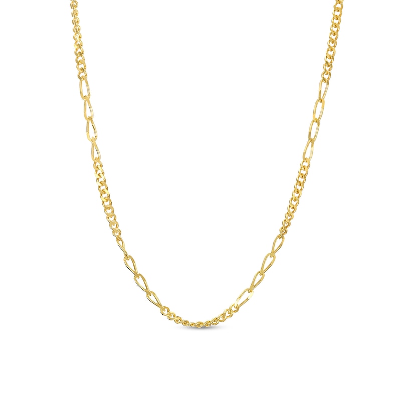 Made in Italy 1.3mm Fancy Figaro Chain Necklace in 10K Solid Gold - 18"