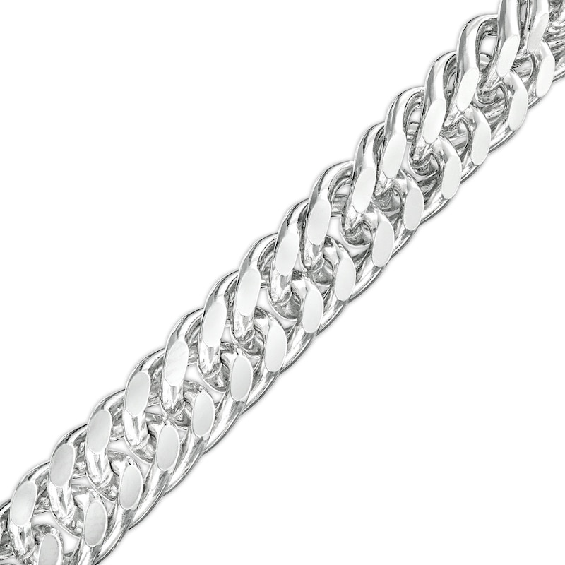 Made in Italy 7.6mm Diamond-Cut Double Curb Chain Bracelet in Solid Sterling Silver - 8"