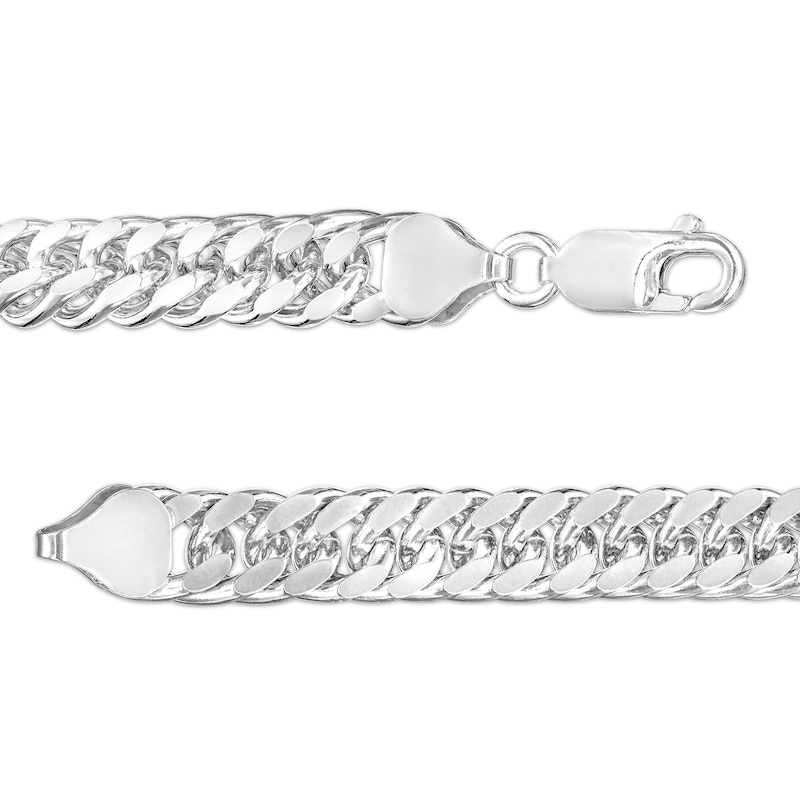 Made in Italy 7.6mm Diamond-Cut Double Curb Chain Bracelet in Solid Sterling Silver - 8"