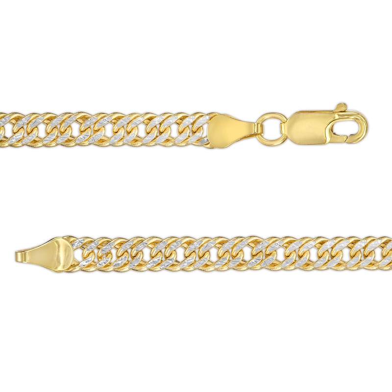 Made in Italy 4.7mm Diamond-Cut Double Curb Chain Bracelet in 10K Hollow Gold - 8.5"