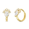 Thumbnail Image 0 of 10K Solid Gold CZ Pear Center Huggies