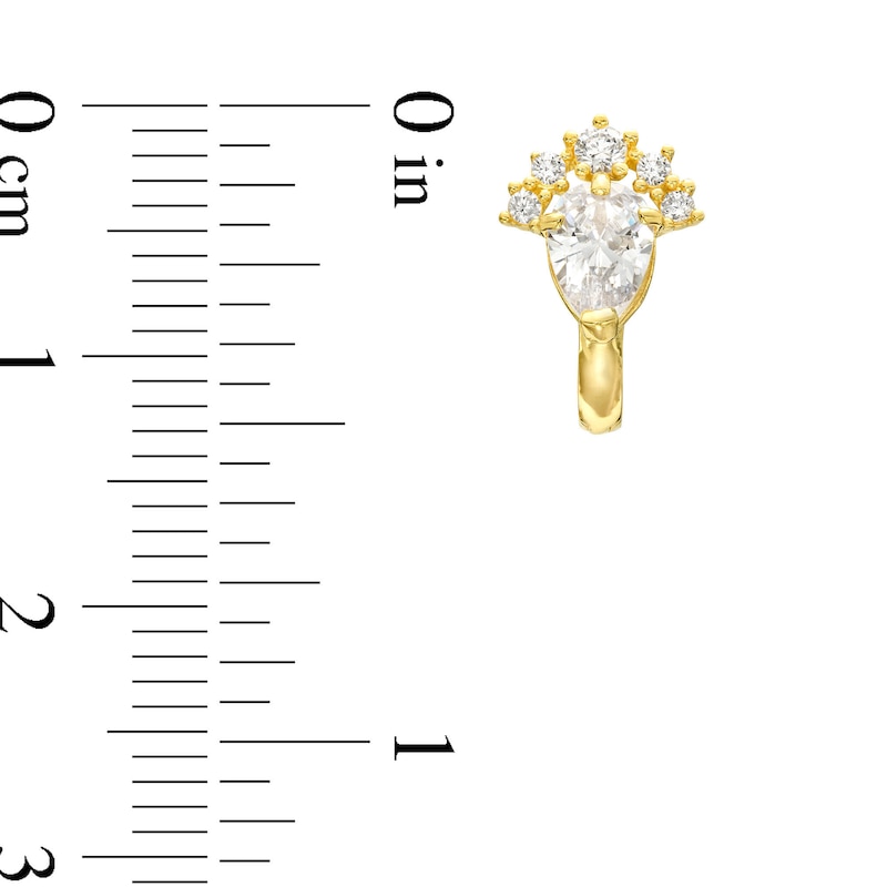 10K Solid Gold CZ Pear Center Huggies