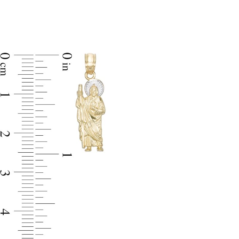 Small Saint Jude Two-Tone Necklace Charm in 10K Gold