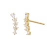 Thumbnail Image 0 of Cubic Zirconia Round and Pear Crawler Earrings in 10K Solid Gold