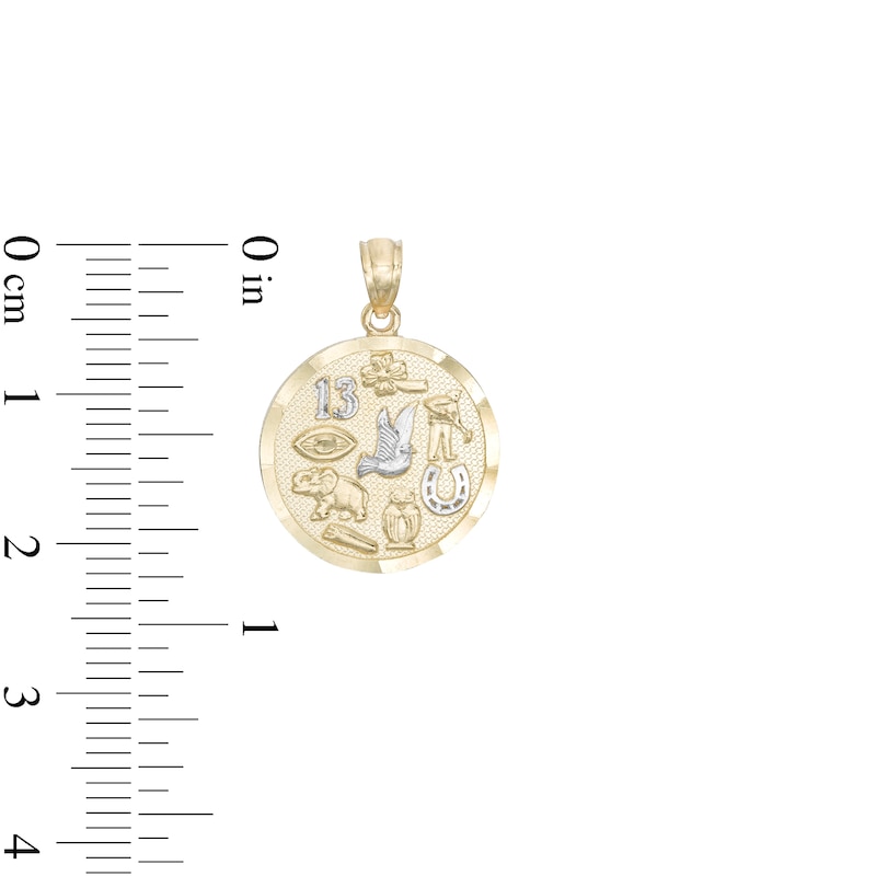 Small Luck Symbol Medallion Two-Tone Necklace Charm in 10K Gold