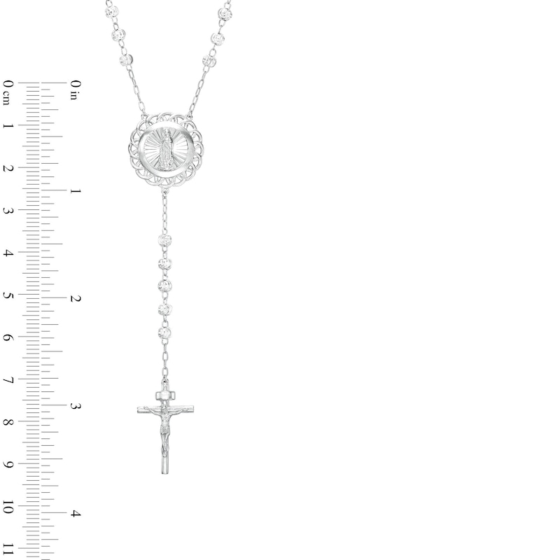 Diamond-Cut Beaded Lace Crucifix Rosary in Sterling Silver