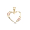 Thumbnail Image 0 of Cubic Zirconia Rosebud Open Heart Two-Tone Necklace Charm in 10K Gold