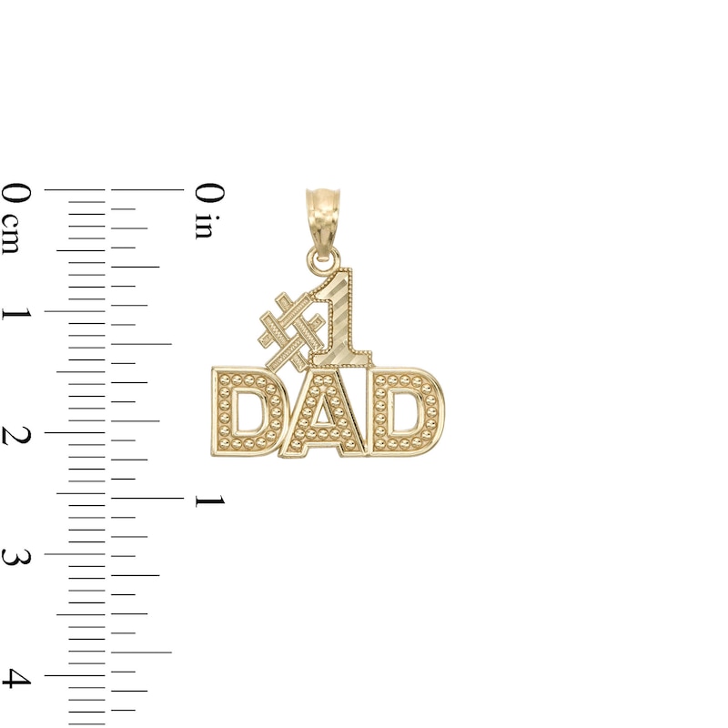 Diamond-Cut #1 Dad Necklace Charm in 10K Gold