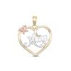 Thumbnail Image 0 of Mom Butterfly Heart Tri-Tone Necklace Charm in 10K Gold