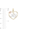Thumbnail Image 1 of Mom Butterfly Heart Tri-Tone Necklace Charm in 10K Gold