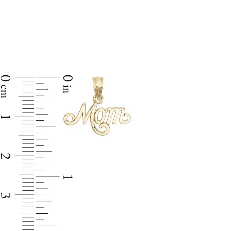 Small Scroll Mom Necklace Charm in 10K Gold
