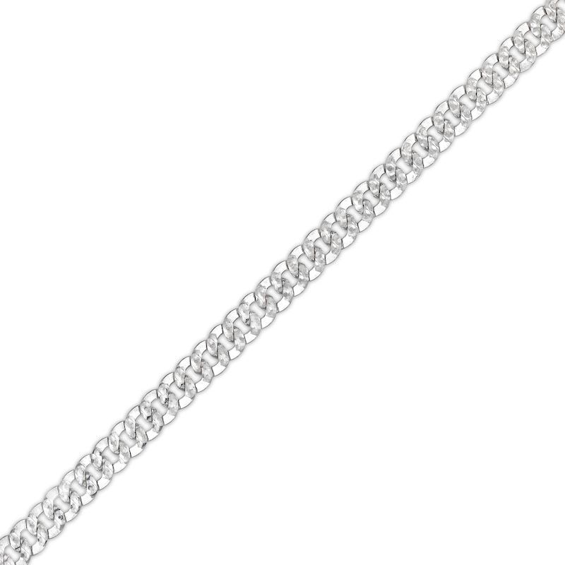 4.2mm Diamond-Cut Pavé Tight Curb Chain Bracelet in 10K Solid White Gold - 8.5"
