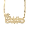 Thumbnail Image 0 of Script Name with Crown and Heart Curb Chain Necklace in Solid Sterling Silver in 14K Gold Plate (1 Line) - 18"