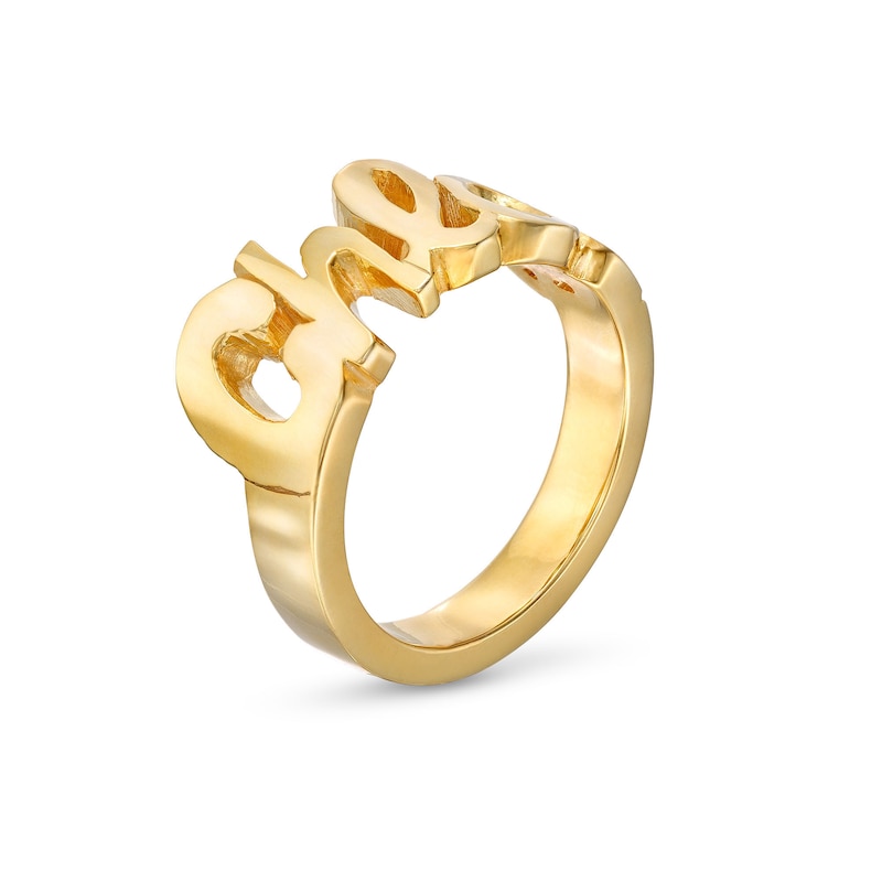 Script Name Personalized Ring in Solid Sterling Silver with 14K Gold Plate (1 Line)