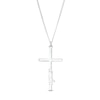 Thumbnail Image 0 of Vertical Name Cross Curb Chain Necklace in Sterling Silver - 18 in.