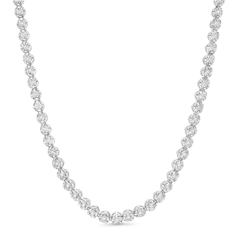 Sterling Silver Diamond Tennis Necklace - 20"