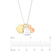 Thumbnail Image 1 of Three Heart Engravable Tri-Color Curb Chain Necklace in Sterling Silver with 14K Gold Plate