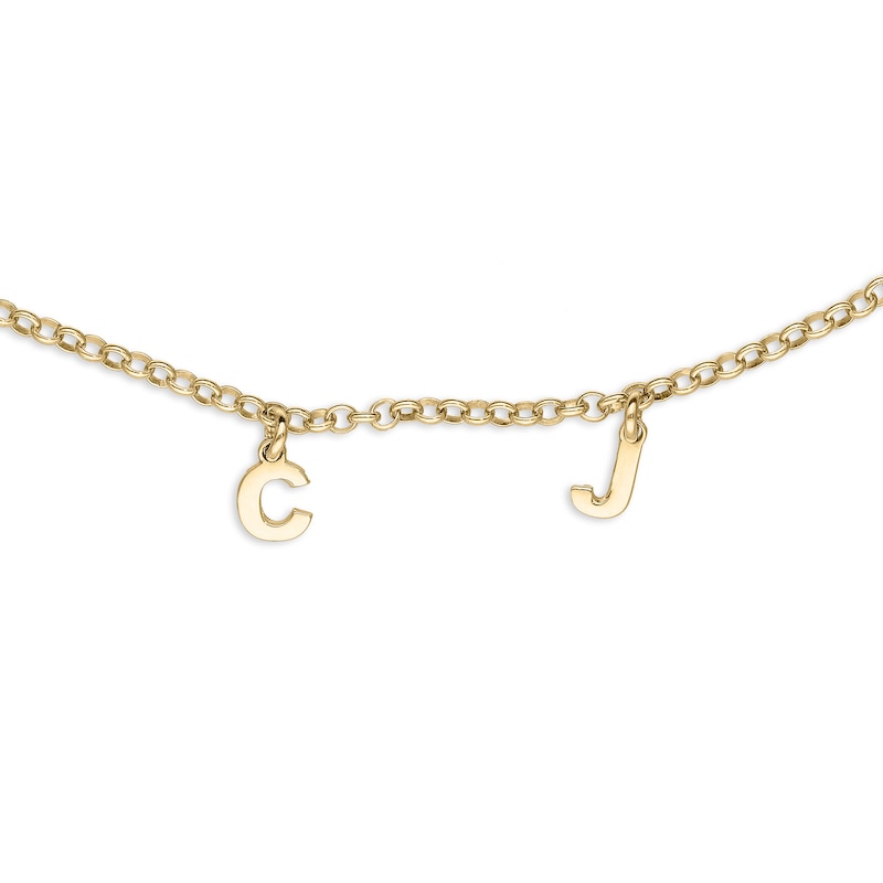 14K Gold Plated Two Initial Charm Anklet